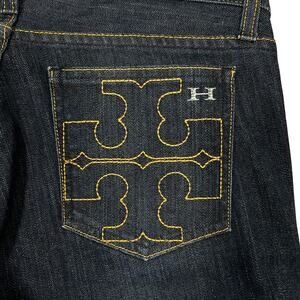 Habitual for Tory Burch TRB Bootcut Jeans Womens 29 Dark Wash Low Rise Y2K Style